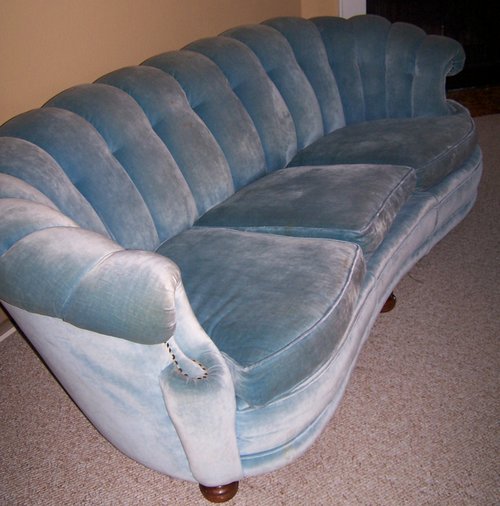 CHIC FRENCH 1920'S BLUE VELVET SOFA VINTAGE SHABBY WOW Antique Price