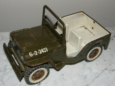 vintage metal jeep toy