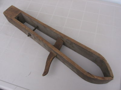 vintage harness clamp vice - wood horse leather work tool