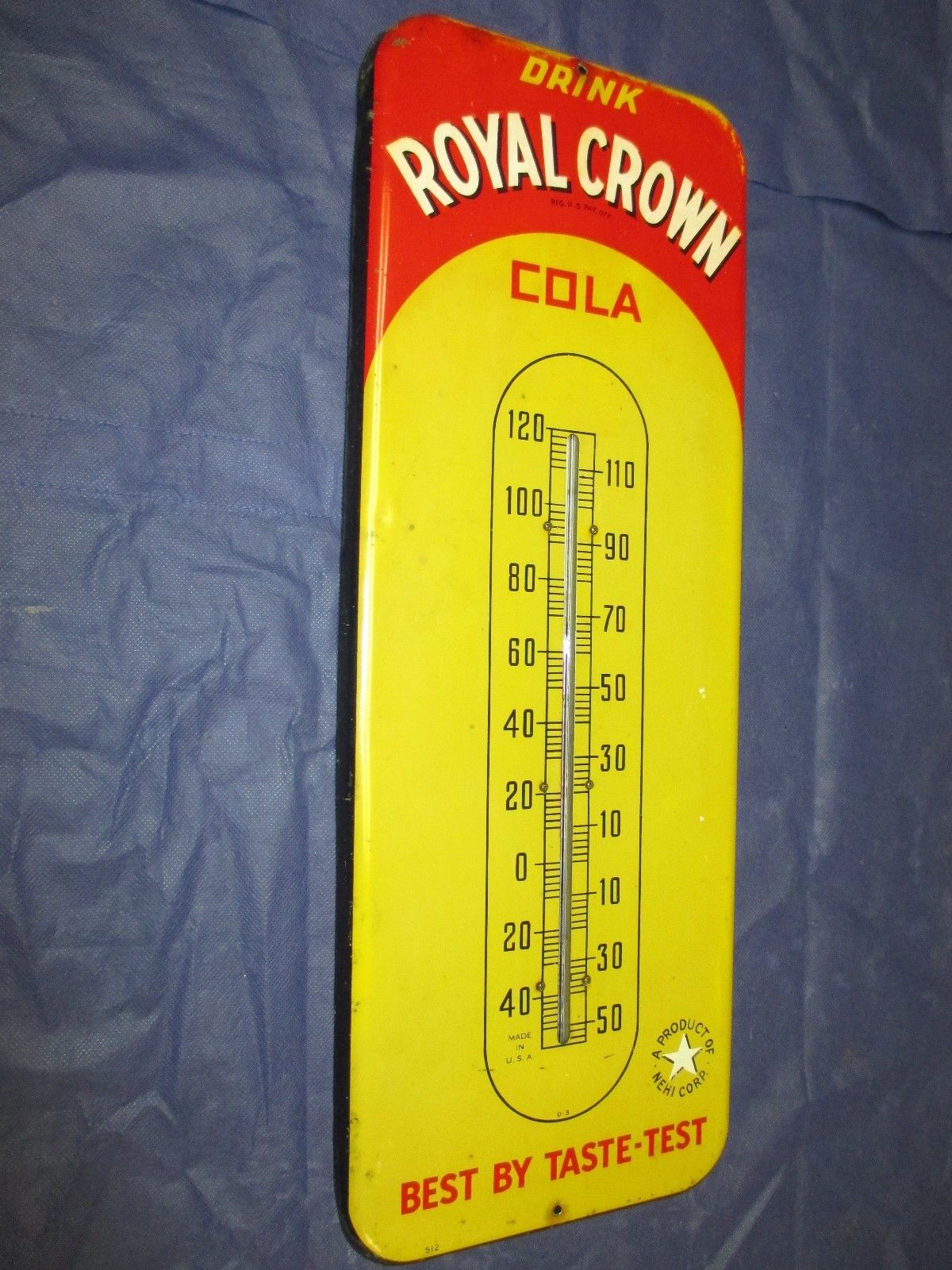 Vintage/Original RC ROYAL CROWN COLA Metal Soda Thermometer SignWORKS