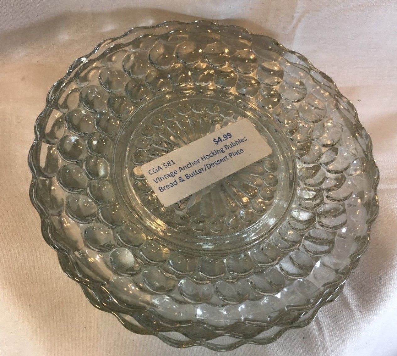 Anchor Hocking Bubble Clear Glass 6 1/2" Bread & Butter Plates Set Of