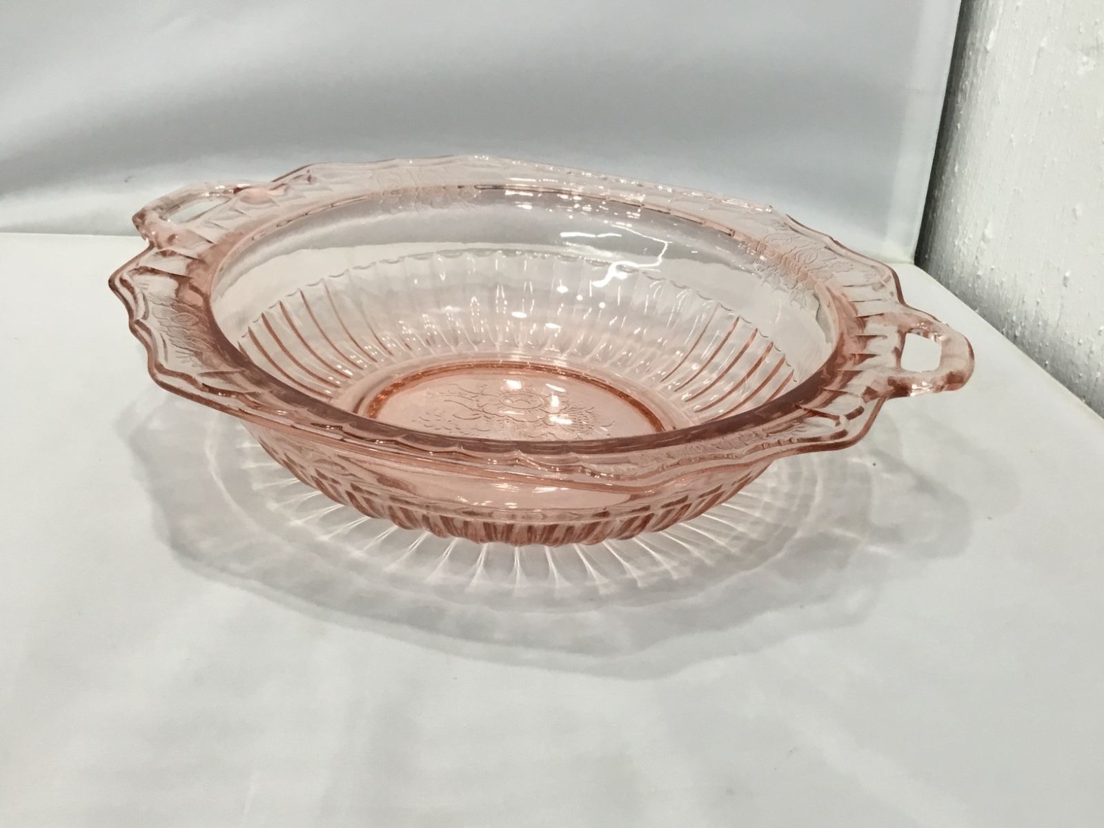 Vintage Depression Glass Mayfair Open Rose Pink 10" Round Vegetable