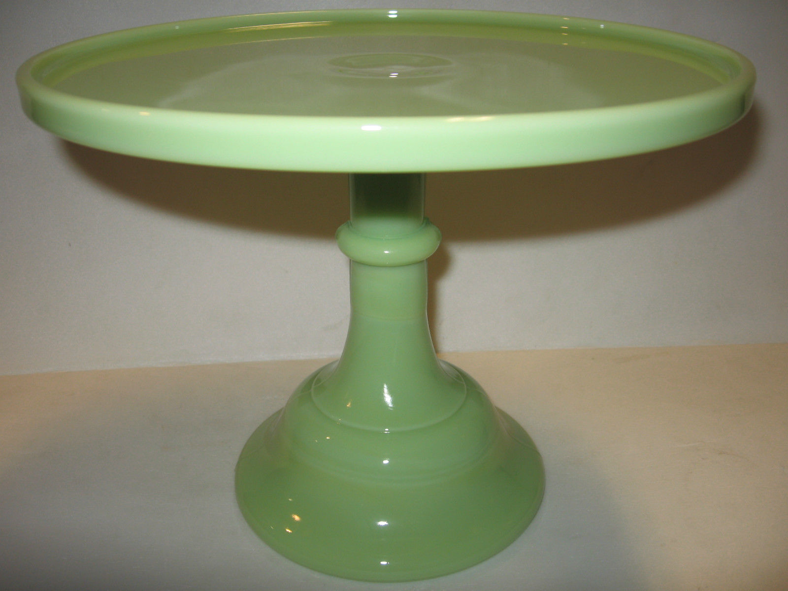 lime green milk Glass cake serving stand / plate platter pedestal