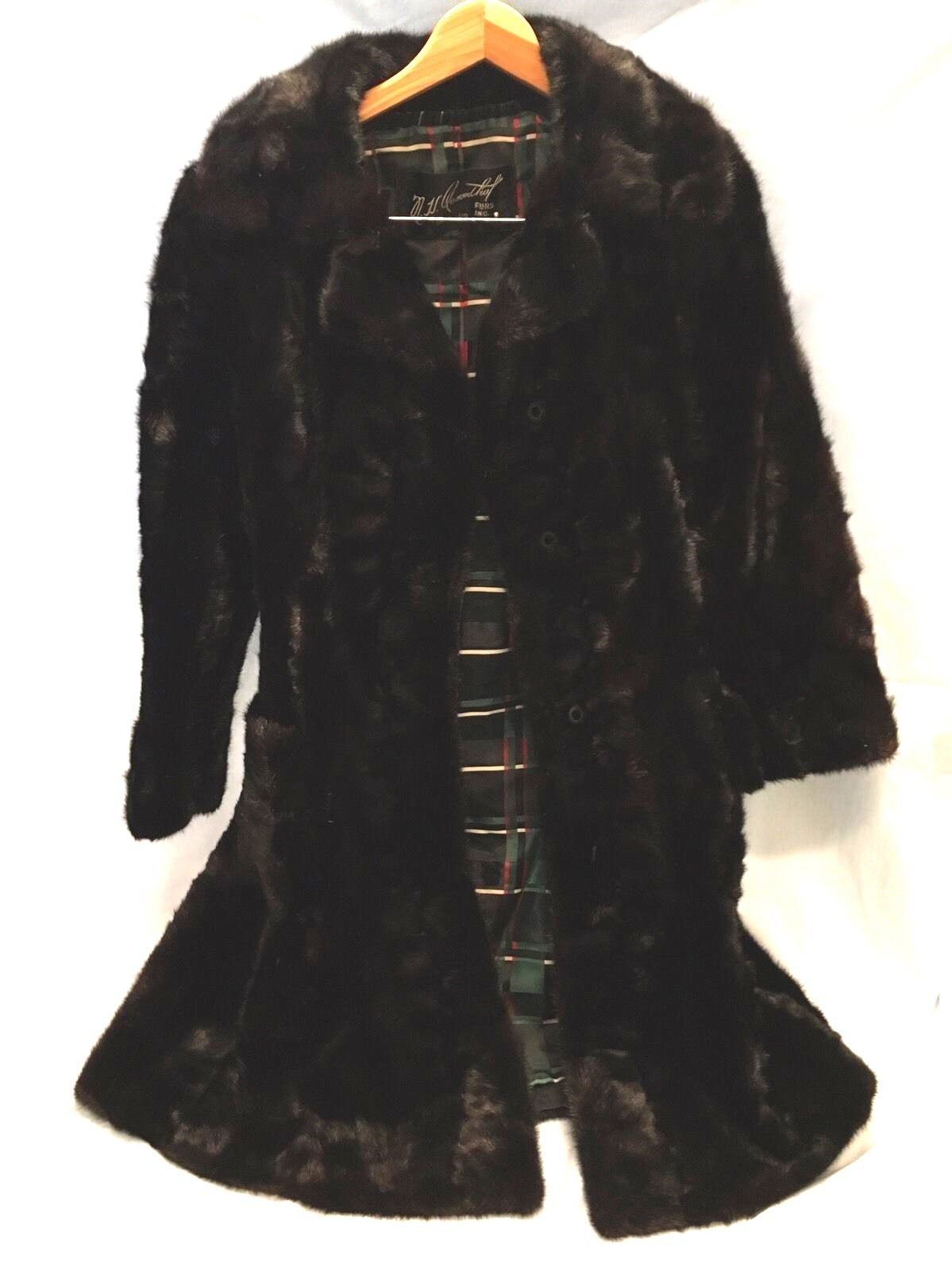 Vintage Mink Fur Coat Rosenthal Furs Chicago Size Small Full Length