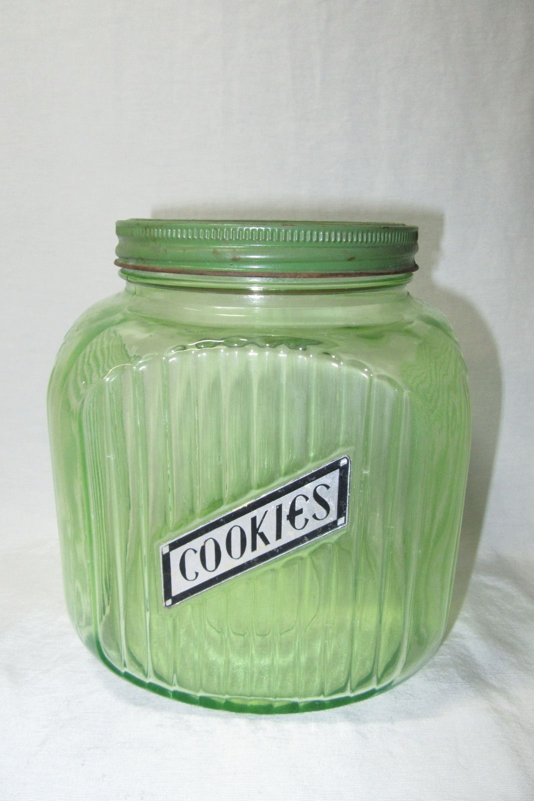 Vintage Green Depression Glass Ribbed Cookie Jar Antique Price Guide