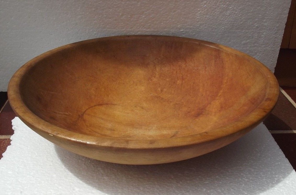 Antique Primitive Oval 12" Wooden Dough Mixing Bowl SLIGHT OVAL 12X11X5