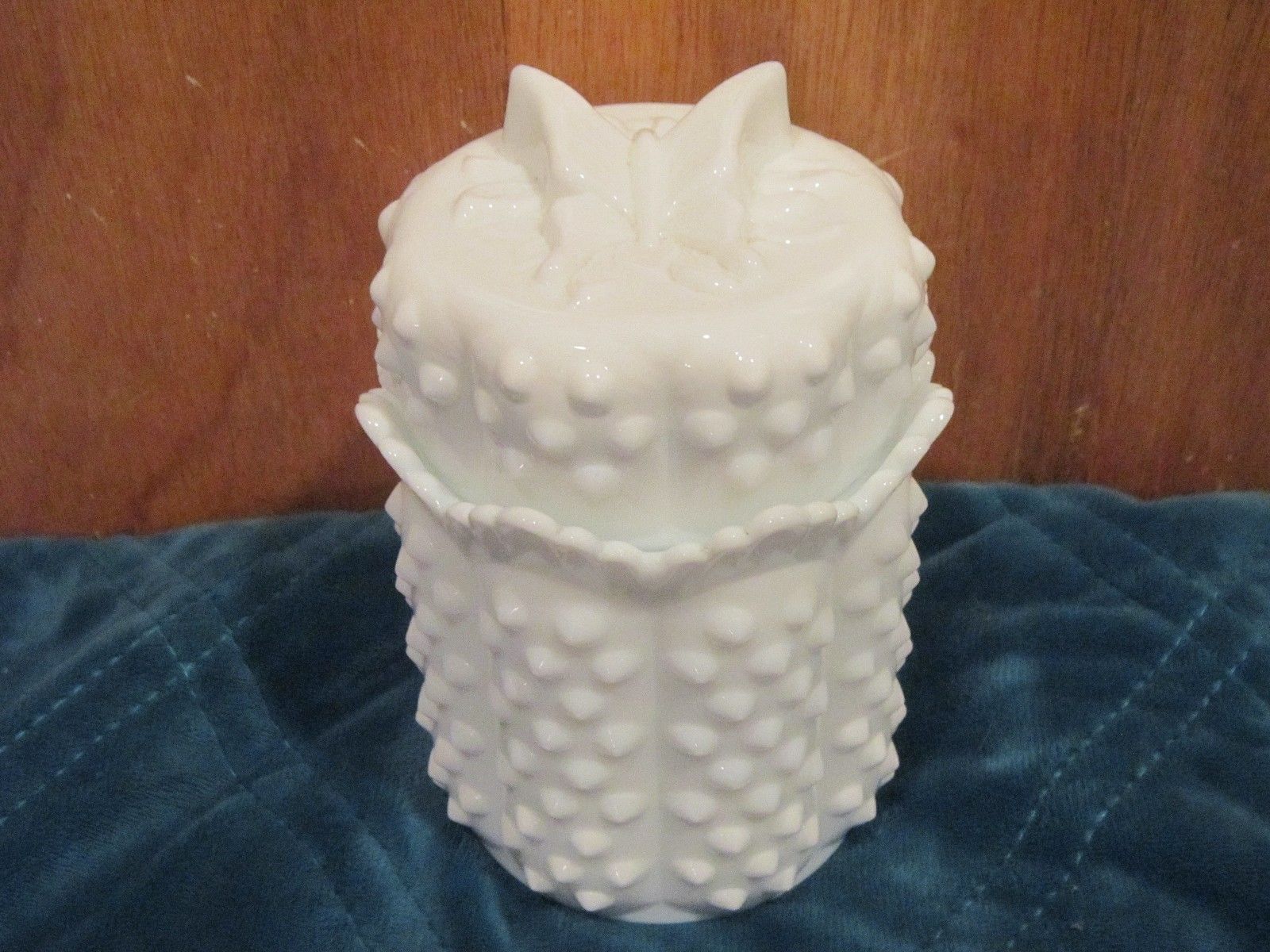 Fenton Hobnail Butterfly Jar White Milk Glass w/ Cover Antique Price