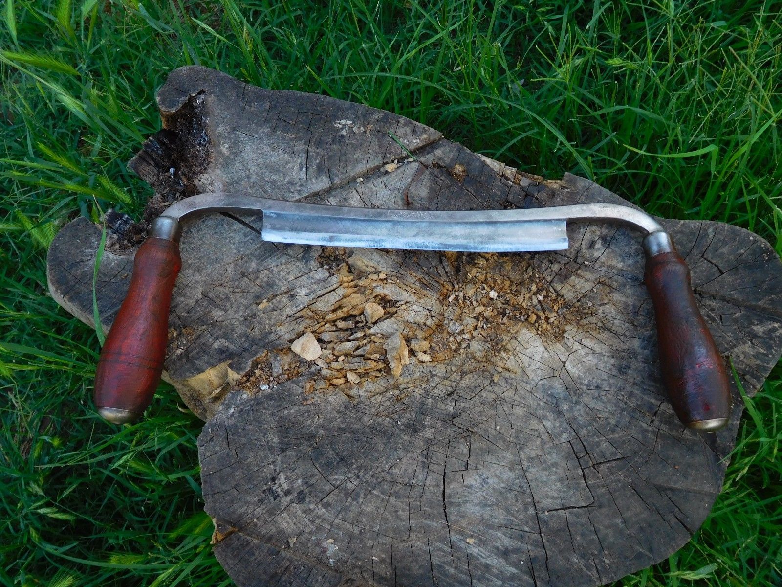 ANTIQUE W.C BAILEY 8" DRAW KNIFE LOG PEELER CABIN BUIDER WOOD CARVING