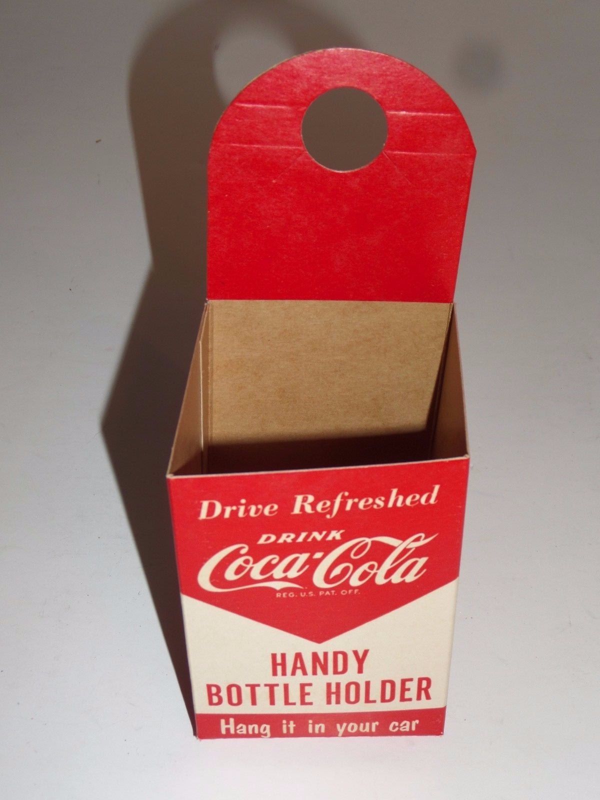 Vintage Coca Cola Cardboard Coke Handy Holder Car Bottle Holder Handle