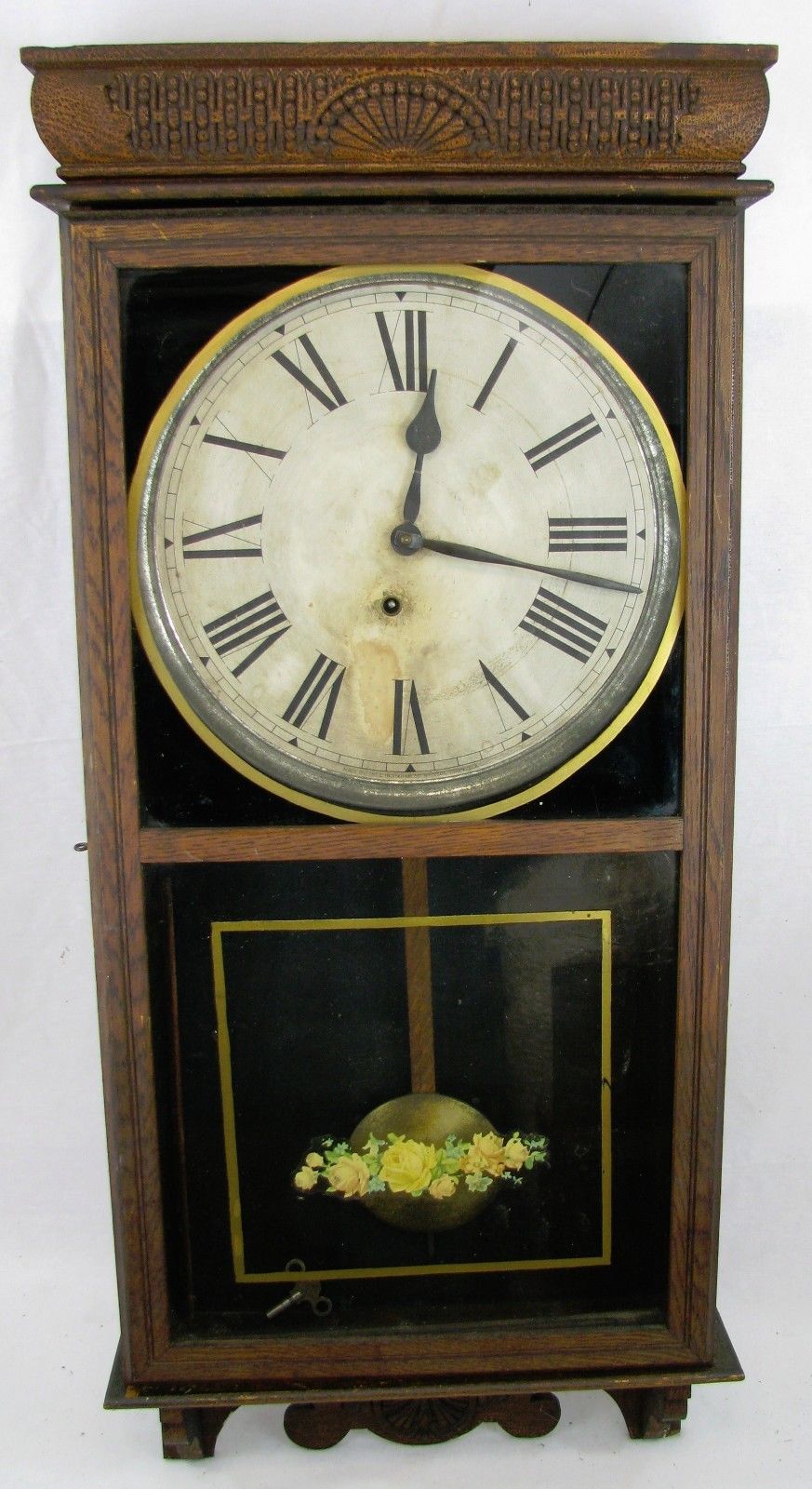ANTIQUE OAK INGRAHAM "WESTERN UNION" REGULATOR WALL CLOCK Antique Price Guide Details Page