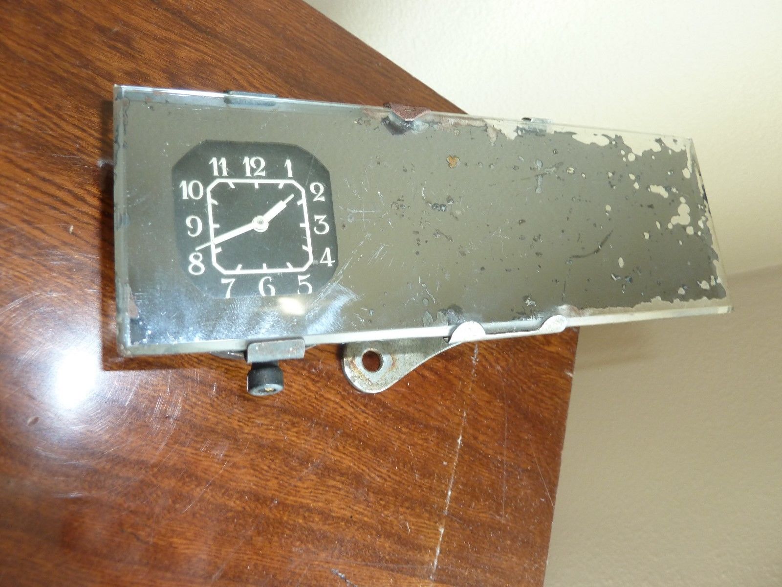 Antique 1930s Car Rear View Mirror with Clock. NO RESERVE Antique