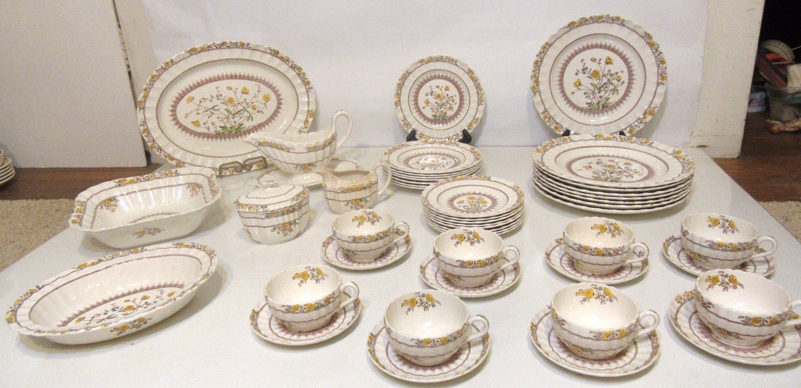 47 Piece Vintage Set of Copeland SPODE England Buttercup China w/ Old