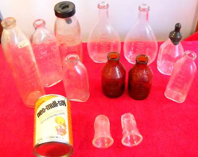Antique Baby Bottles on Vtg Glass Baby Feeding Bottle Lot Antique Dairy Milk Completed