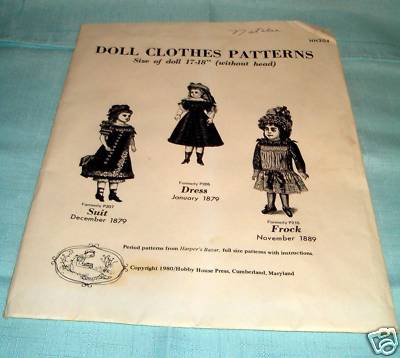 Victorian Clothing Patterns on Antique Harper S Bazar 1879 22 24  Doll Dress Patterns Completed