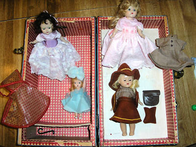 Adorable Doll Clothes on Adorable Antique Dolls With Metal Doll Case   Clothes Completed