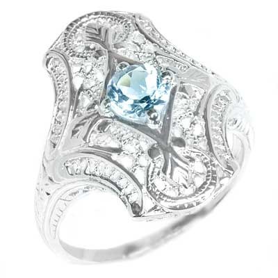  Deco Silver Jewelry on Art Deco Aquamarine Antique Filigree Silver Estate Ring Completed