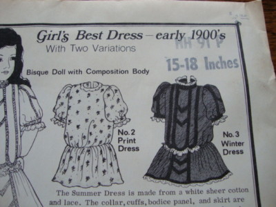 18in Doll Clothes on Antique Doll Clothes Pattern Dress 15   18 In Doll New Completed
