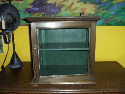 Antique Primitive Furniture on Antique Primitive Glass Wood Display Case Green Paint Completed