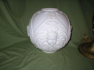 Antique Lamps on Antique Milk Glass Baby Face Oil Lamp Shade