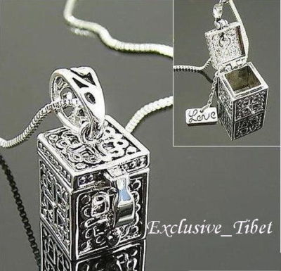 Classic Fashion Twisting Silver Open Bracelet Bangle on Antique Style Tibet Silver Necklace W  Magic Box Love Completed