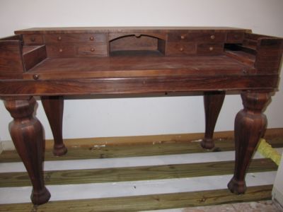 Chair  Caps on Late 19th Century American Rosewood Spinet Desk Completed