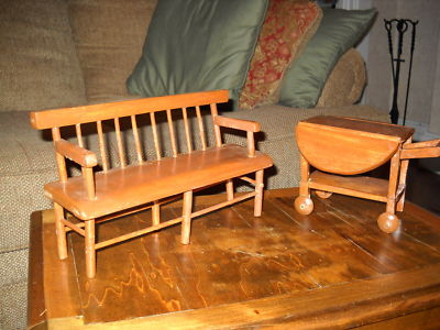 Antique Doll Furniture on Antique Homemade Doll Furniture Bench   Drop Leaf Tea Completed