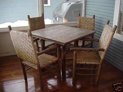  Harbor Wicker Furniture on Old Hickory 4 Chairs 1 Table Original Surface Excellent Completed
