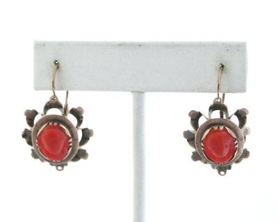 Coral Jewelry Stand on Antique 10k Gold Fancy Unique Coral Cameo Earrings Completed