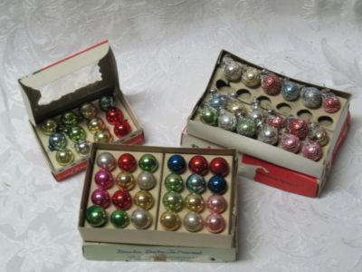 Antique Xmas Decorations on Antique Mini 16mm Doll House Glass Christmas Ornaments Completed