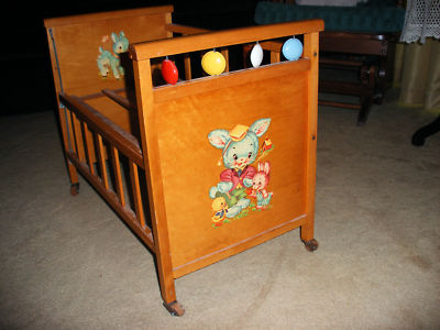 Baby Crib  on Whitney Bros Antique Toy Wooden Baby Doll Crib 1950s