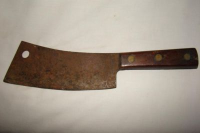 ANTIQUE PRIMITIVE BUTCHERS MEAT CLEAVER KNIFE 13" Completed