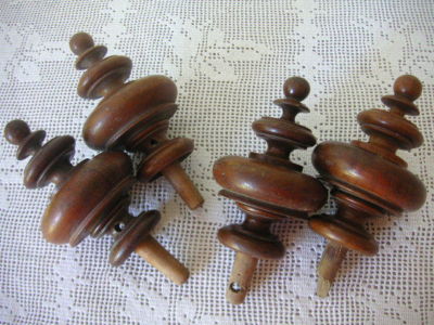 Brass Replacement Porcelain Finials on French Antique Wooden Finials For Bed Pediment Clock Completed