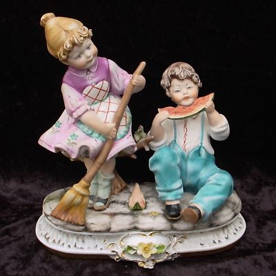 Italian Antiques on Gorgeous Capodimonte Vier Tasca Italian Bisque Figurine Completed
