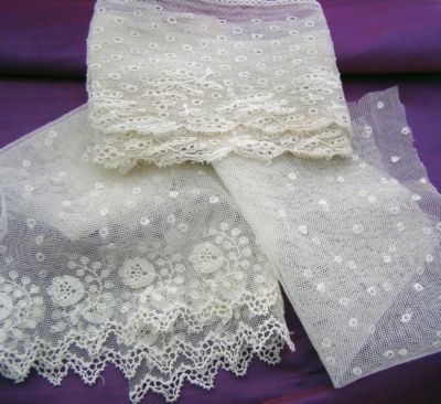 Fashioned Dresses 1800 on Exqisite 1800 S French Tambour Lace Lot Fashion Doll Completed