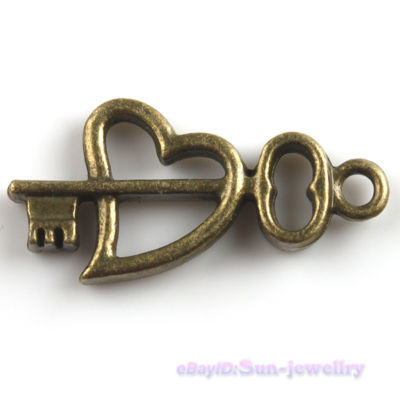 Ebay Antiques on 60pcs Heart Key Pendants Antique Bronze Charms 140515 Completed