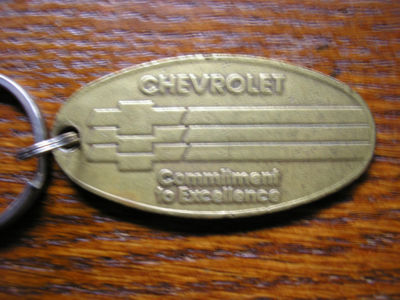 Fashion Tape Keychain on Vintage Chevrolet Brass Keychain Completed