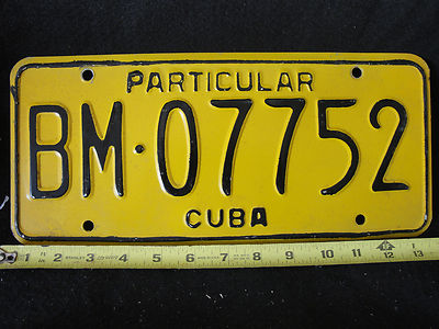 Antiques Collectibles Auto Racing on Vintage Rare Antique Cuba Yellow License Plate Particular Private