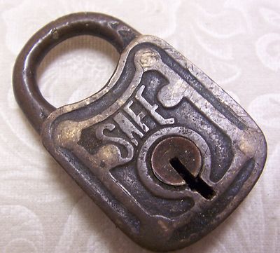  Small SAFE Padlock - NO KEY - 1 1/4" x 1 3/8" Antique Lock Completed