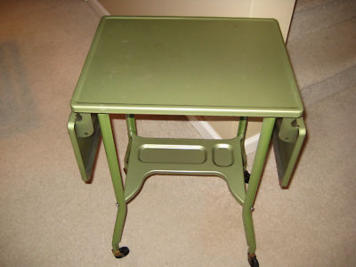 Retro Office Furniture on Vintage Metal Office Typewriter Stand Retro Metallic Green Finish