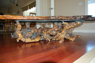 Wood Slab Furniture on Burl Wood Manzanita Slab Coffee Table With Root Base Beautiful