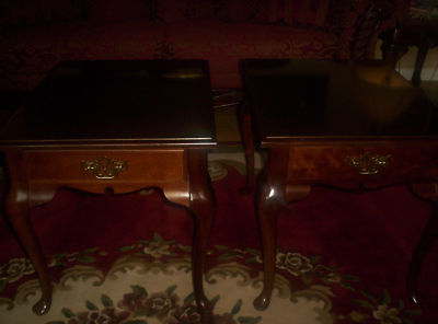 Bassett Furniture Eastlake on Two Bassett Cherry End Tables With Single Drawer  Antique Set