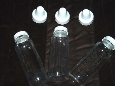 Antique Baby Bottles on Evenflo Lot Glass Baby Bottles 8 Oz Lids Caps Completed