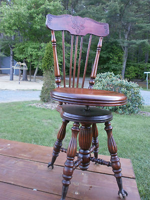 Antique piano sales stool with backrest
