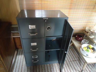 vintage steel master 3 drawer file cabinet with safe