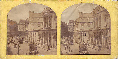1860&#39;s FRENCH TISSUE (HOLD TO LIGHT STEREOVIEW COACHES PALAIS ROYAL PARIS FRANCE Completed