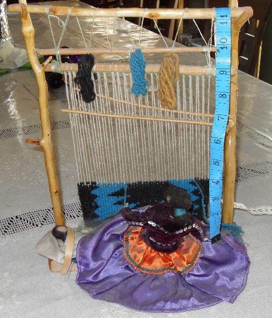 Navajo woman rug weaver display piece