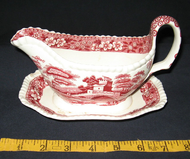 Copeland Spode Pink Tower China Dishes (old mark) Gravy Boat w/