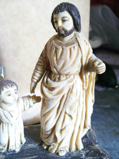century old ivory image of holy family