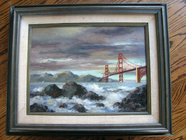 Mildred Bryant oil painting- "Clouds Over Golden Gate Bridge" Sa