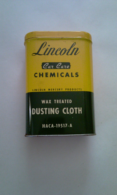 50's Lincoln Mercury Wax Treated Dusting Cloth Tin